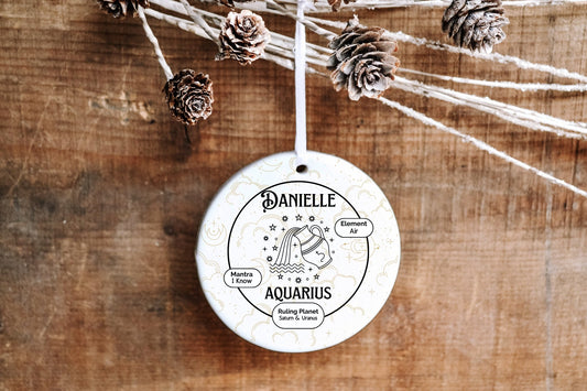 Aquarius Zodiac Personalized Ornament - Made Simple Designs