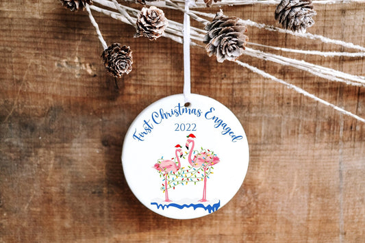 Flamingo-Themed Personalized First Christmas Together 2023 Ornament - Made Simple Designs