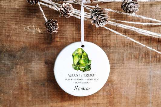 Personalized August Birthstone Ornament - Peridot - Made Simple Designs