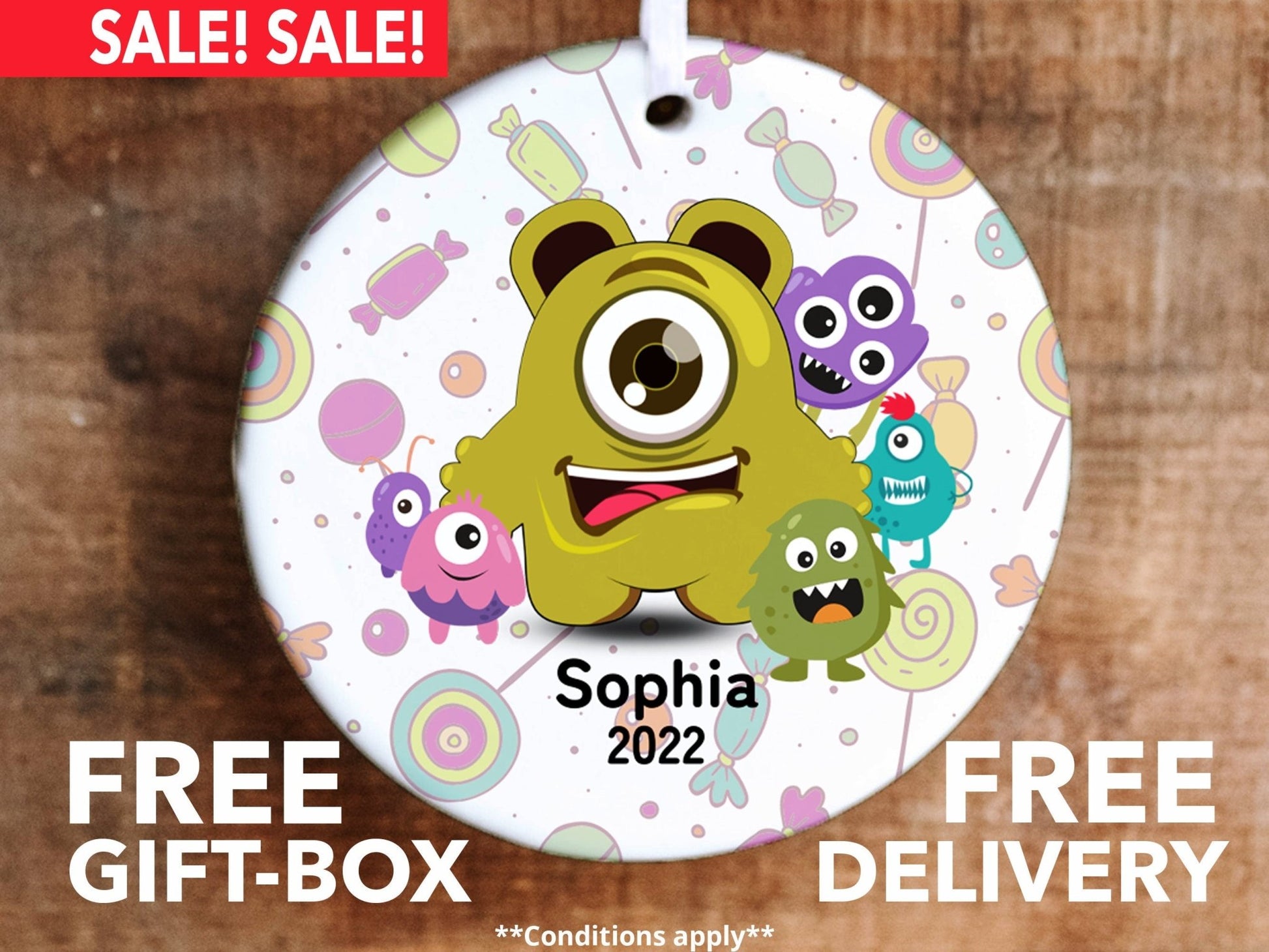 Personalized Candy Monster Ornament - Made Simple Designs