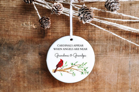 Personalized Cardinal Memorial Ornament - Cardinals Appear When Angels Are Near - Made Simple Designs