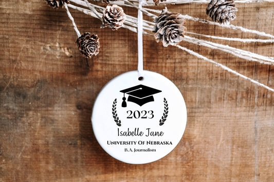 Personalized College Graduation Ornament - New Grad Gift - Made Simple Designs