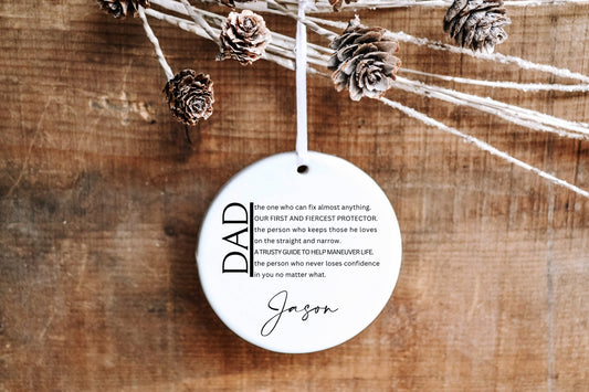 Personalized Dad Christmas Ornament - Dad Definition - Made Simple Designs