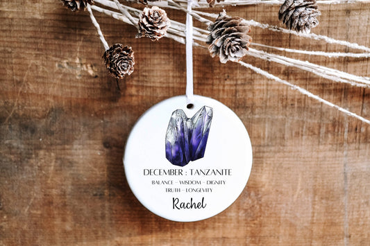 Personalized December Birthstone Ornament -Tanzanite - Made Simple Designs