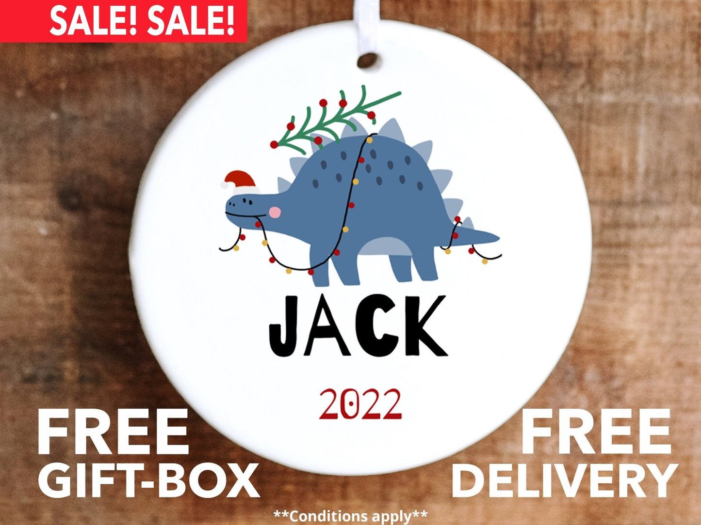 Personalized Dinosaur Ornament - Made Simple Designs