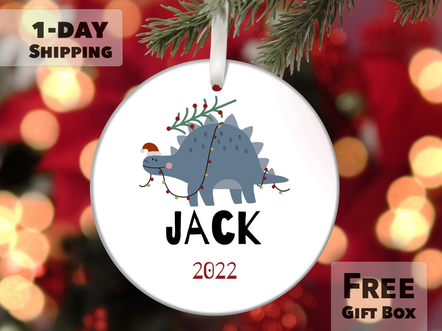 Personalized Dinosaur Ornament - Made Simple Designs