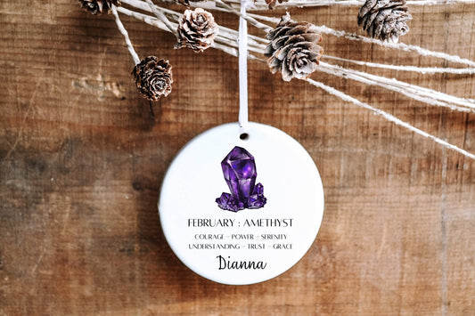 Personalized February Birthstone Ornament - Amethyst - Made Simple Designs