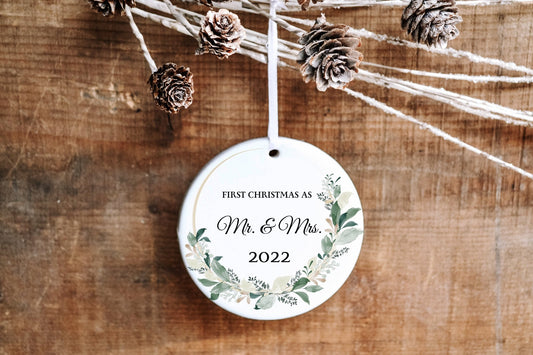 Personalized First Christmas as Mr & Mrs 2023 Ornament - Made Simple Designs