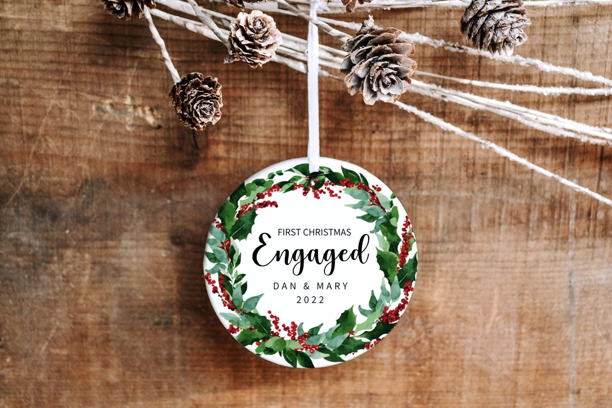 Personalized First Christmas Engaged 2023 Ornament - Our First Christmas Together - Made Simple Designs