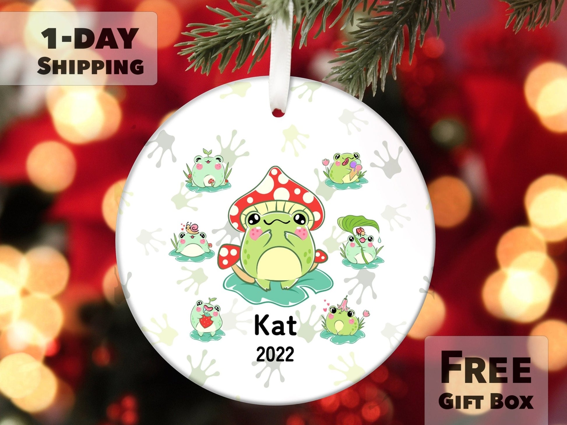 Personalized Frog Christmas Ornament - Made Simple Designs