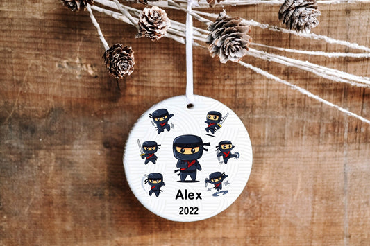 Personalized Ninja Ornament - Cartoon Ninja - Made Simple Designs