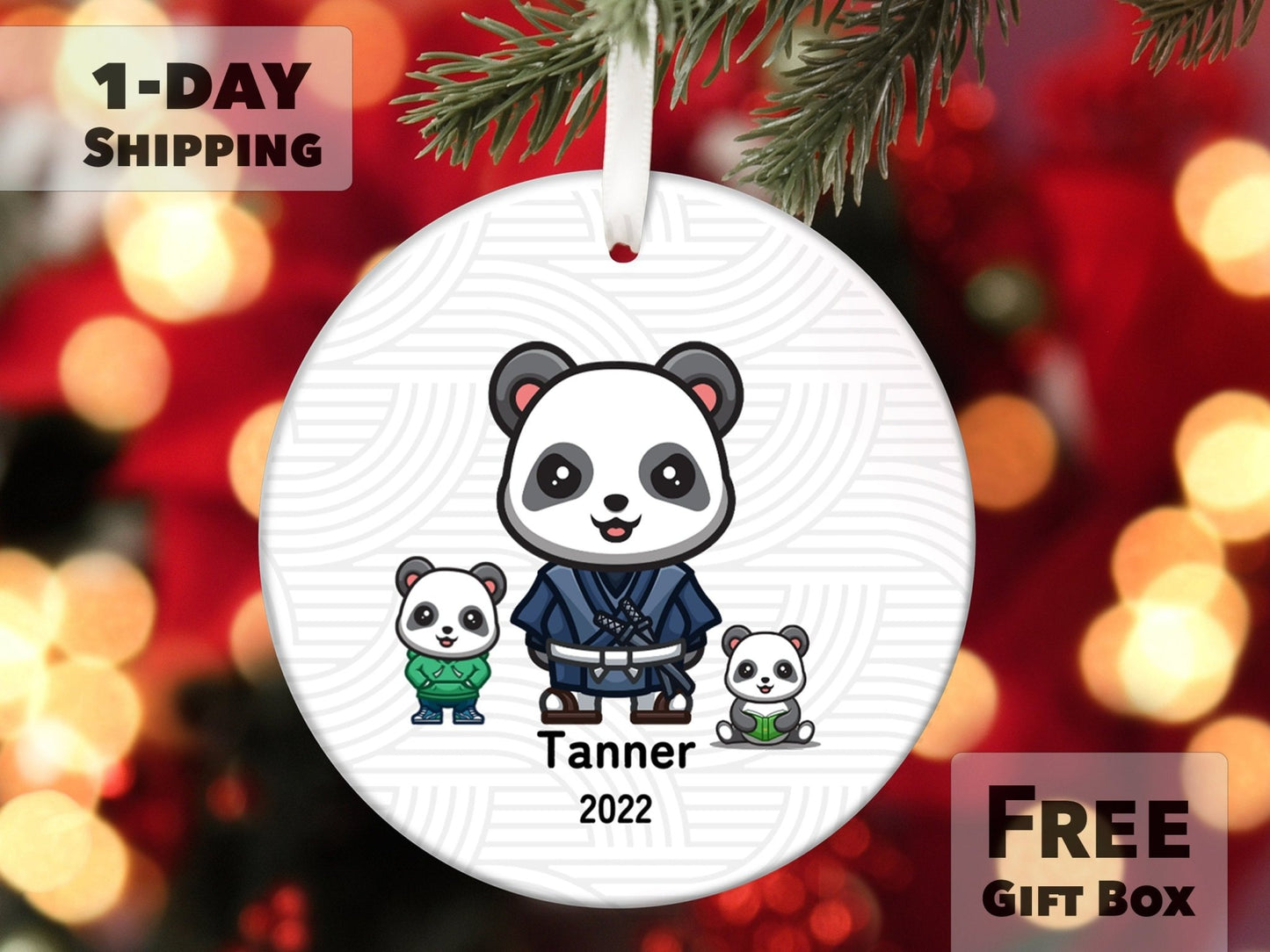 Personalized Panda Ninja Martial Arts Ornament - Made Simple Designs