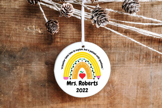 Personalized Teacher Occupation Ornament - Rainbow - Made Simple Designs