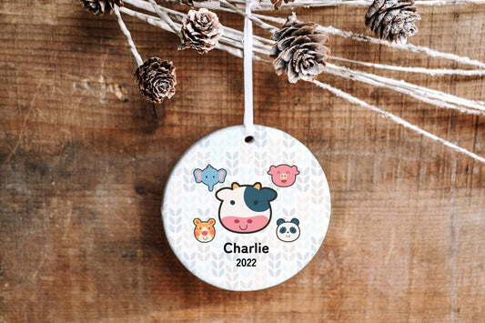 Personalized Zoo Animals Christmas Ornament - Made Simple Designs